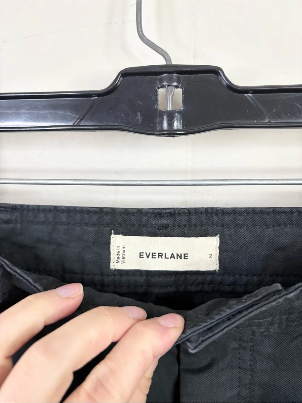 Everlane black tencel twill pleated chino sz 2 new barrel high rise cotton linen